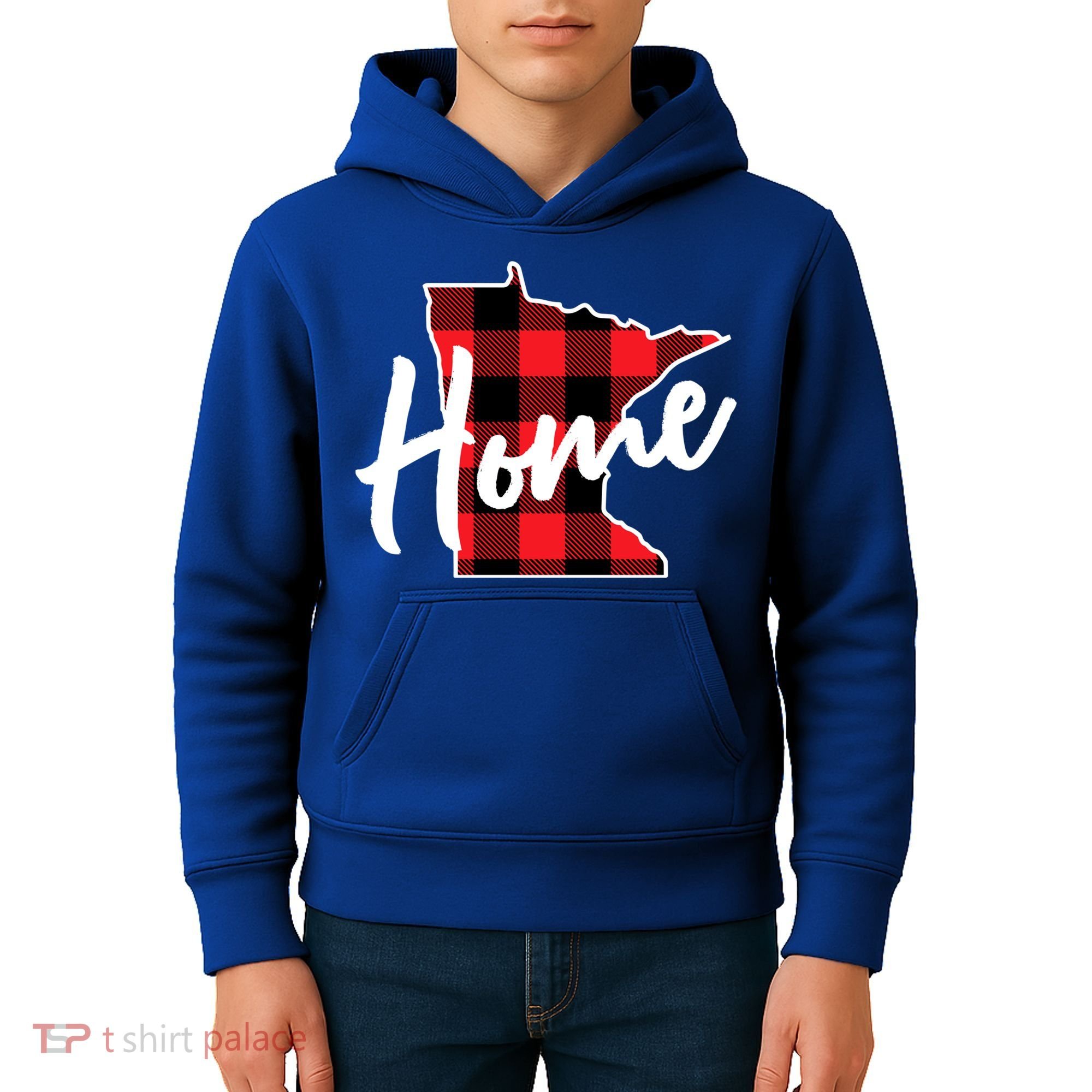 Lumberjack Buffalo Plaid Minnesota Home State Cute Gift Back Gift Kids Hoodie
