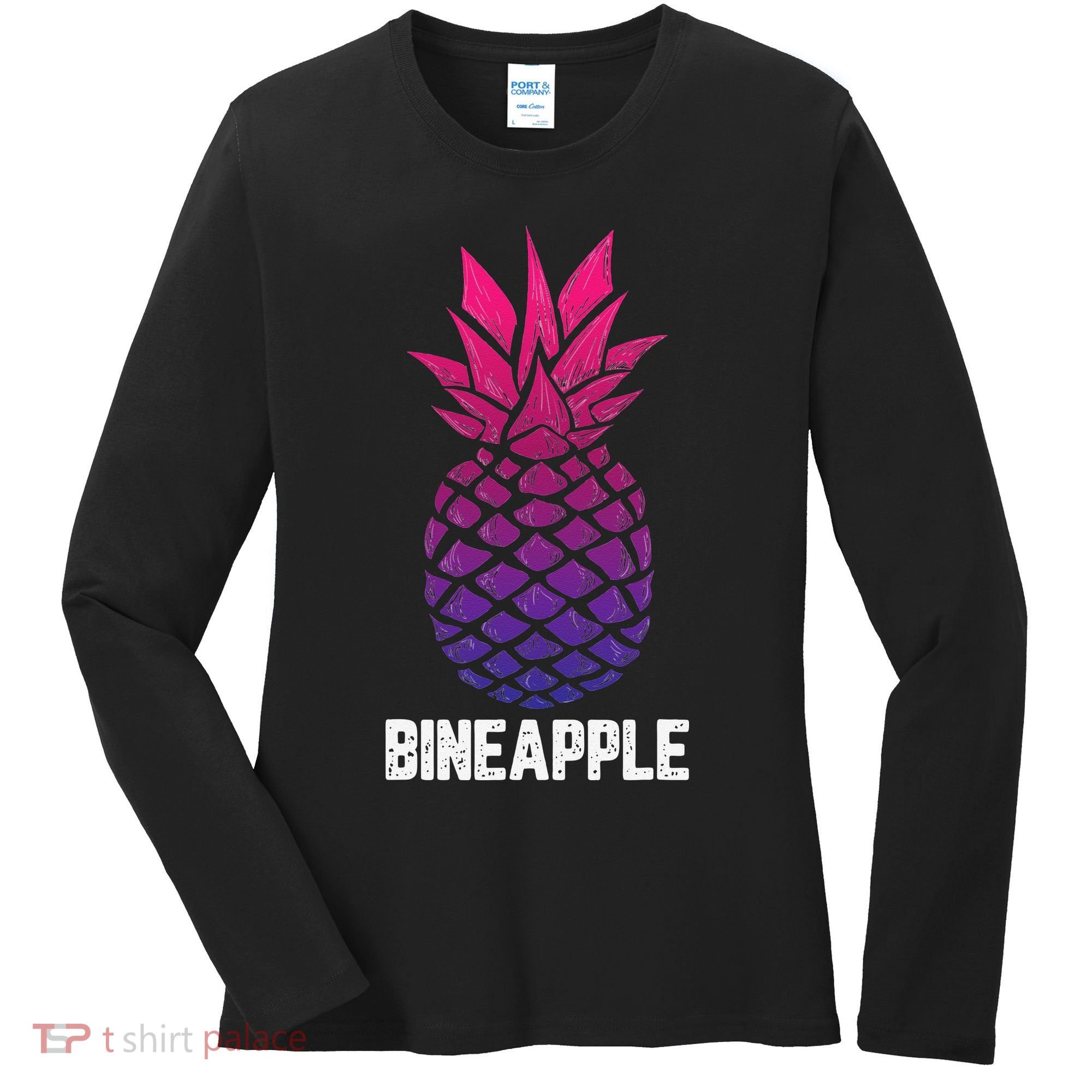 LGBTQ BiSexual Pineapple Tropical Summer Cool Pride Gifts Women's Long Sleeve Shirt
