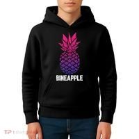 LGBTQ BiSexual Pineapple Tropical Summer Cool Pride Gifts Kids Hoodie thumb 4