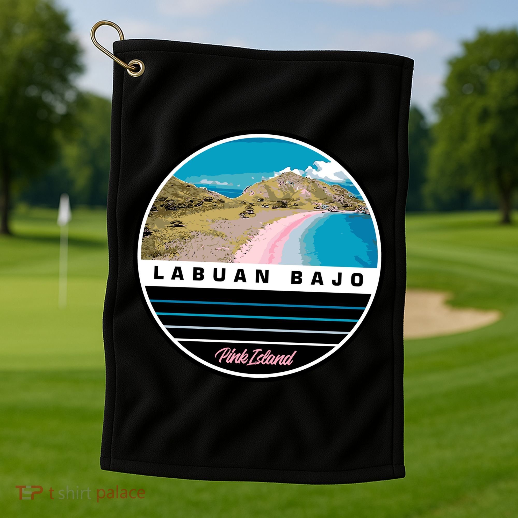 Labuan Bajo Pink Island Golf Towel