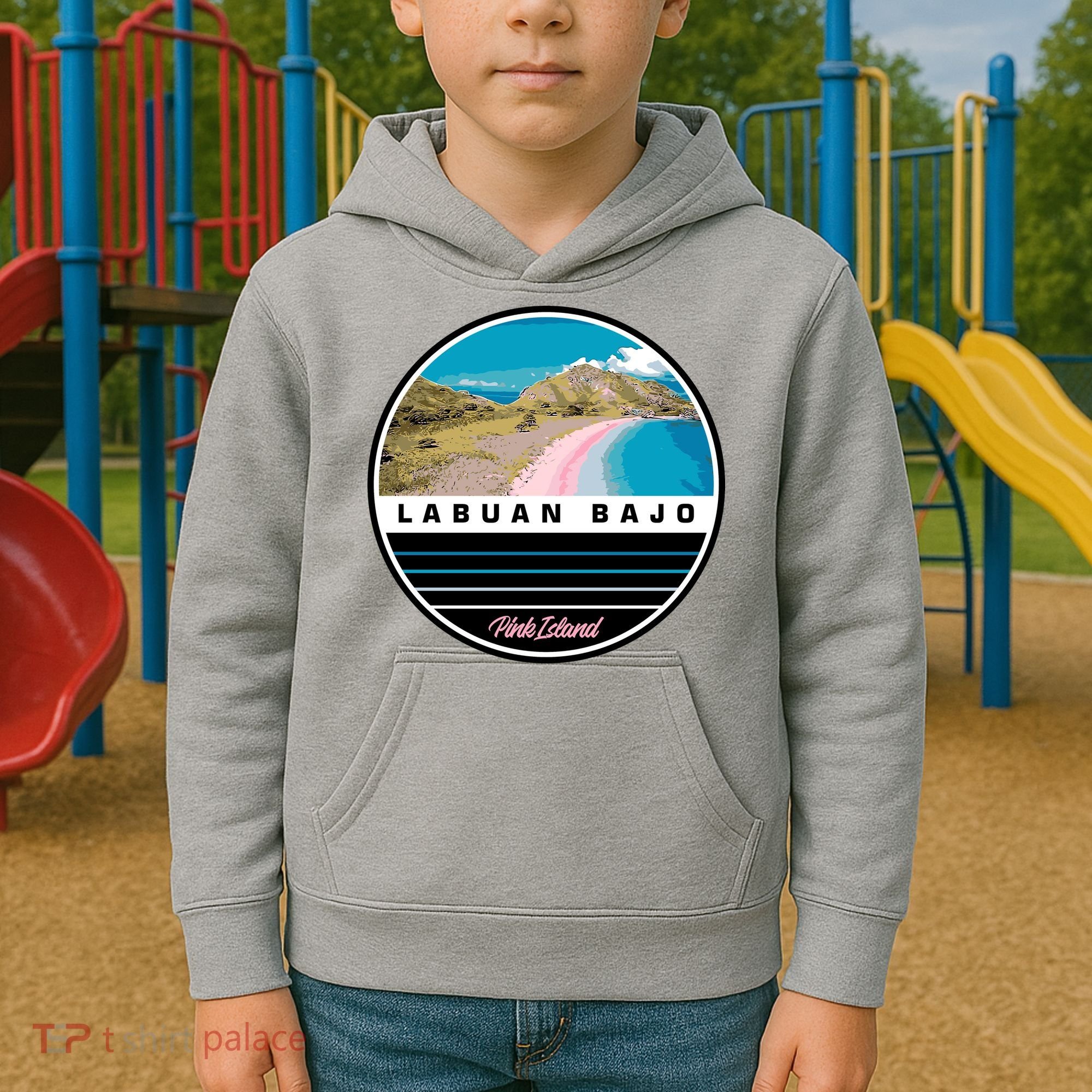 Labuan Bajo Pink Island Kids Hoodie