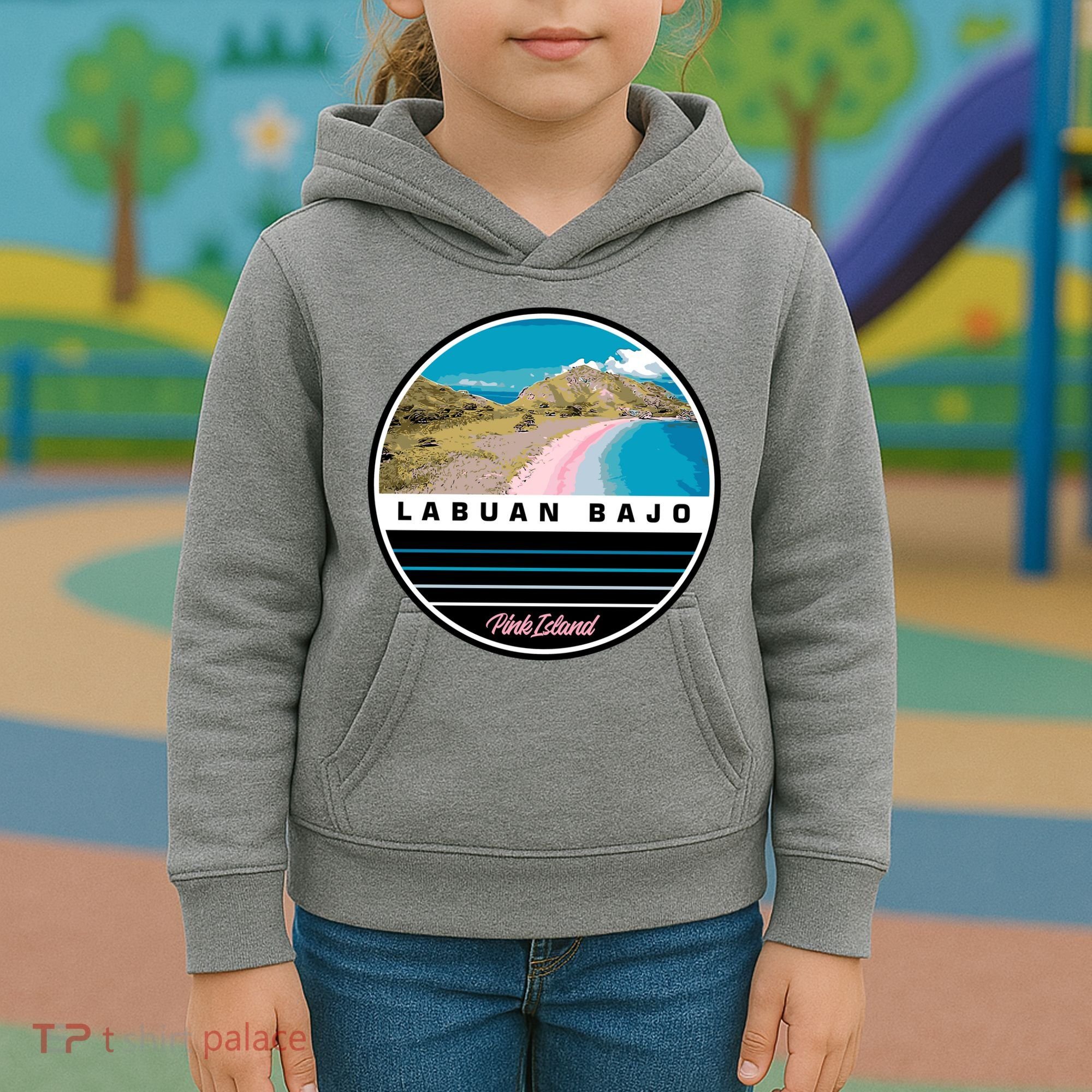 Labuan Bajo Pink Island Kids Hoodie