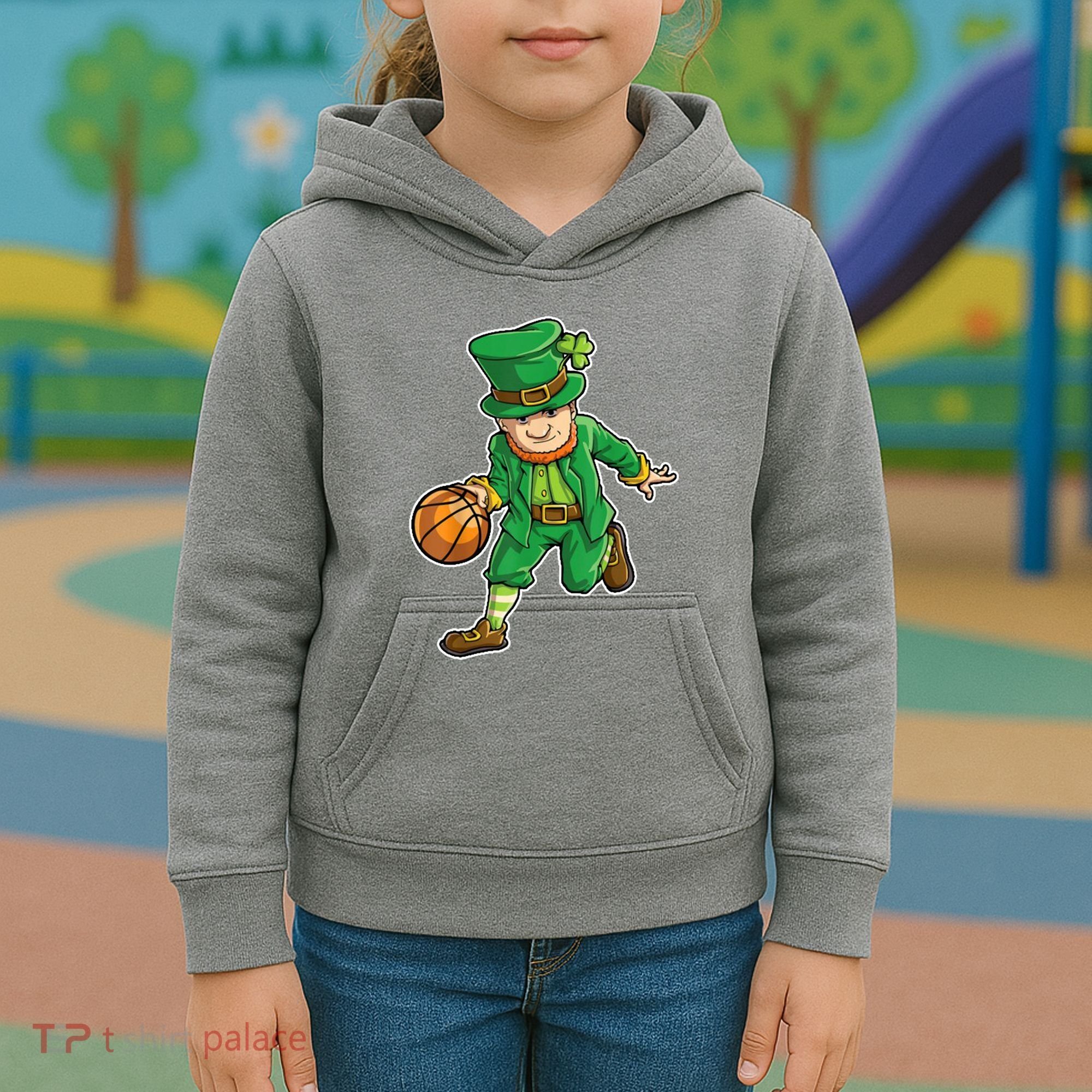 Leprechaun Basketball Player St Patrick's Day Kids Hoodie