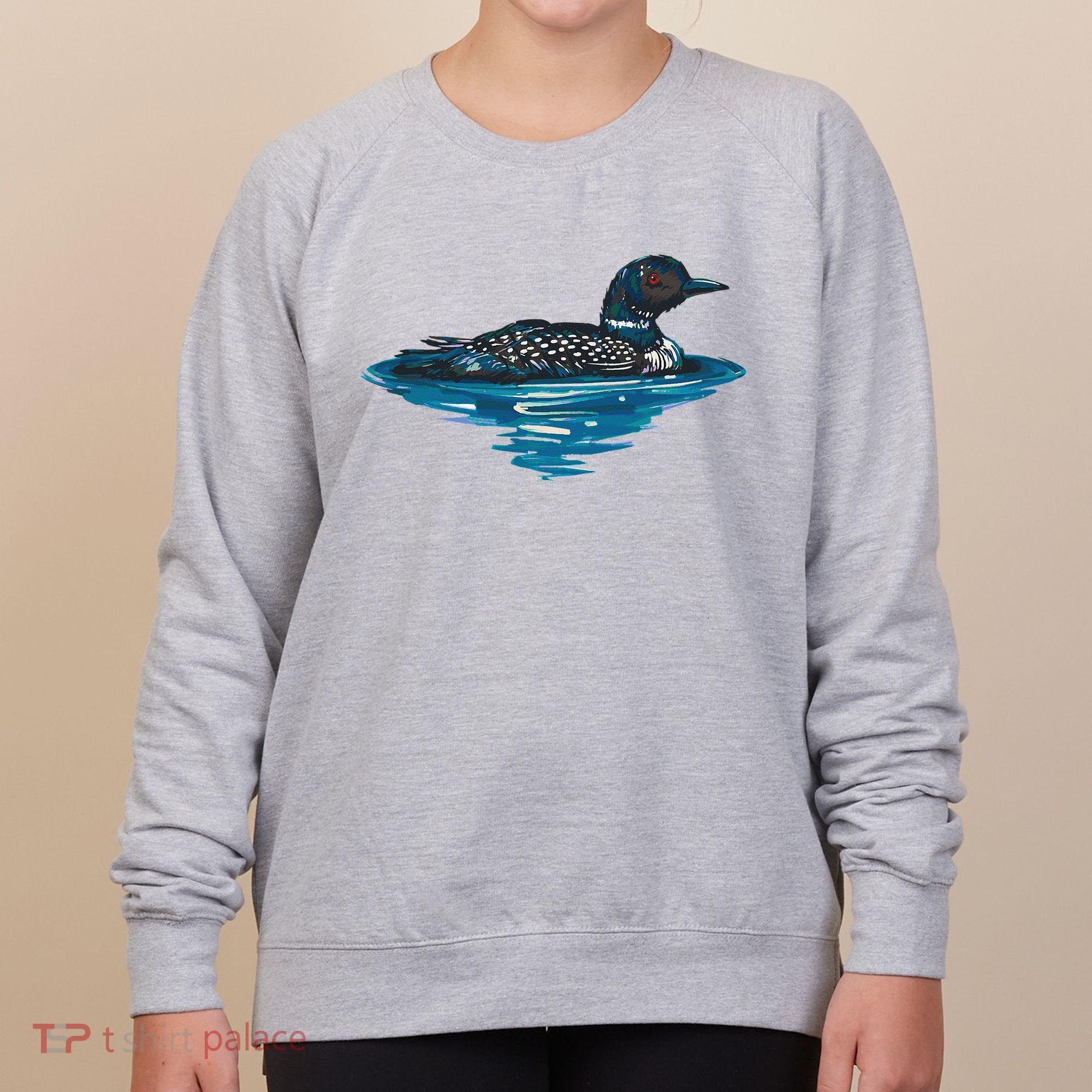 Loon Bird Painting Duck Lake Women's Sweatshirt