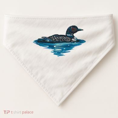 Loon Bird Painting Duck Lake USA-Made Doggie Bandana