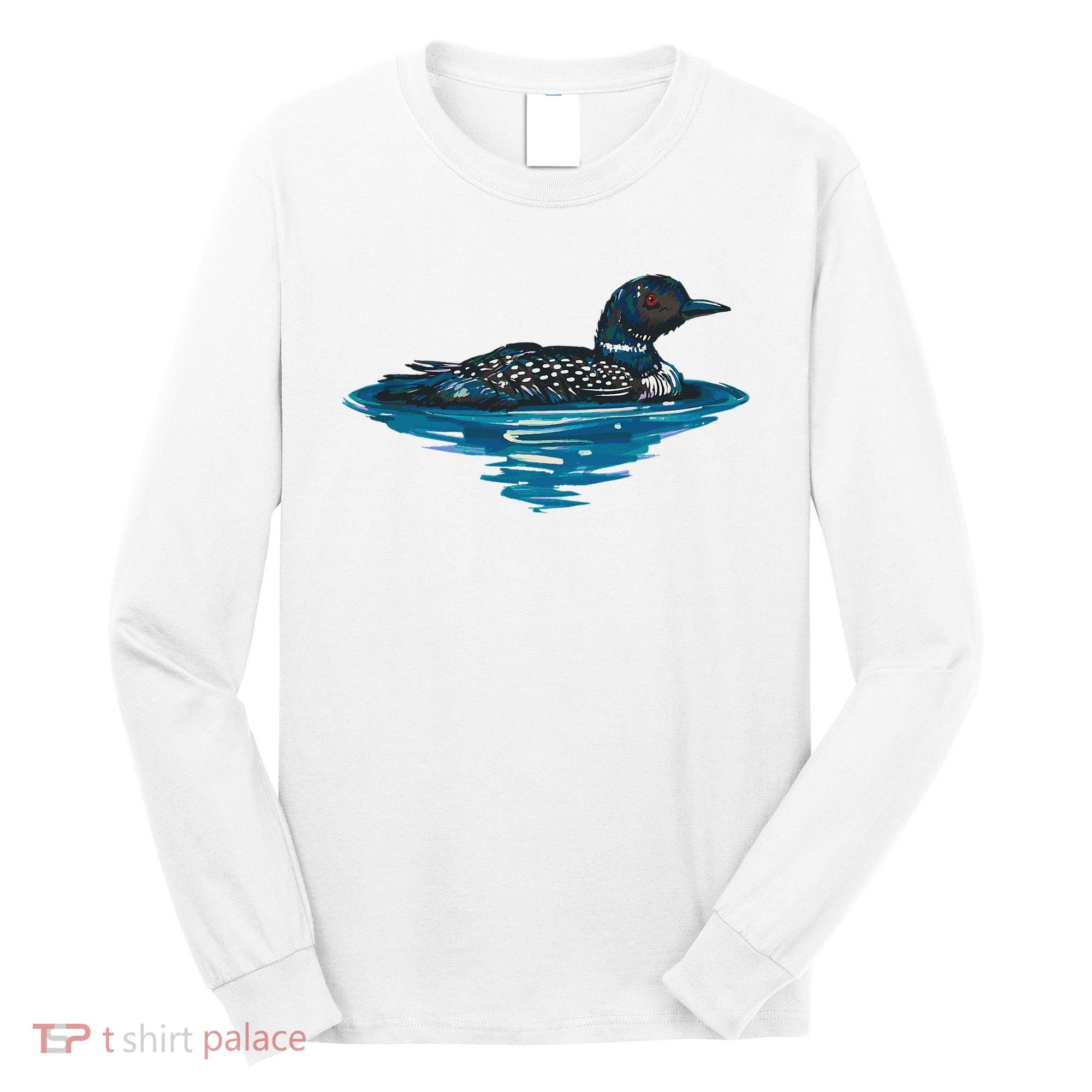Loon Bird Painting Duck Lake Long Sleeve Shirt