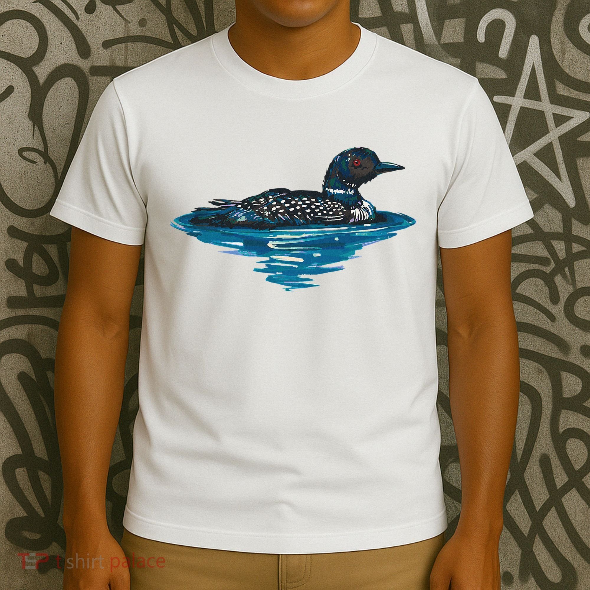 Loon Bird Painting Duck Lake T-Shirt