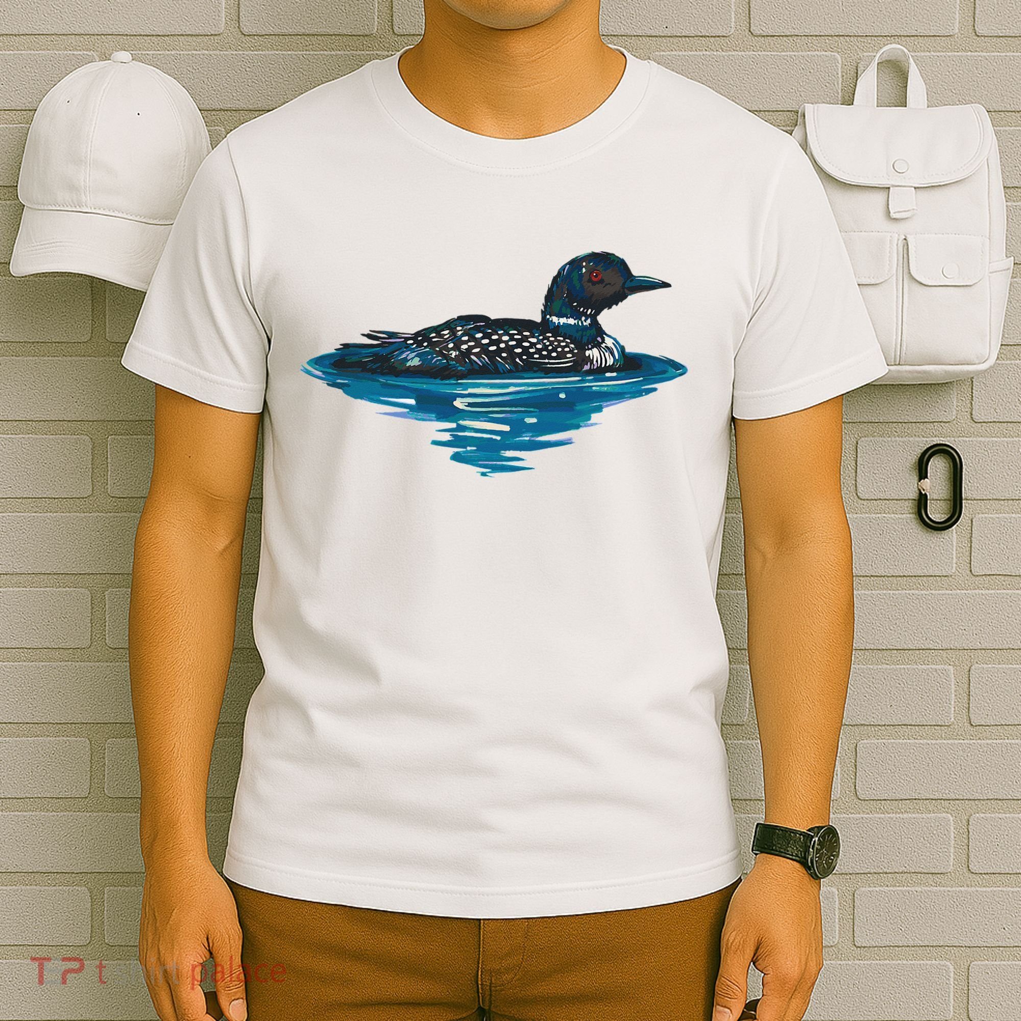 Loon Bird Painting Duck Lake T-Shirt