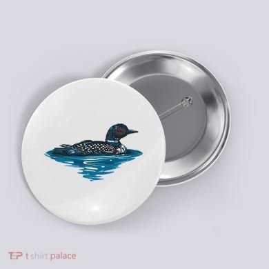 Loon Bird Painting Duck Lake Button
