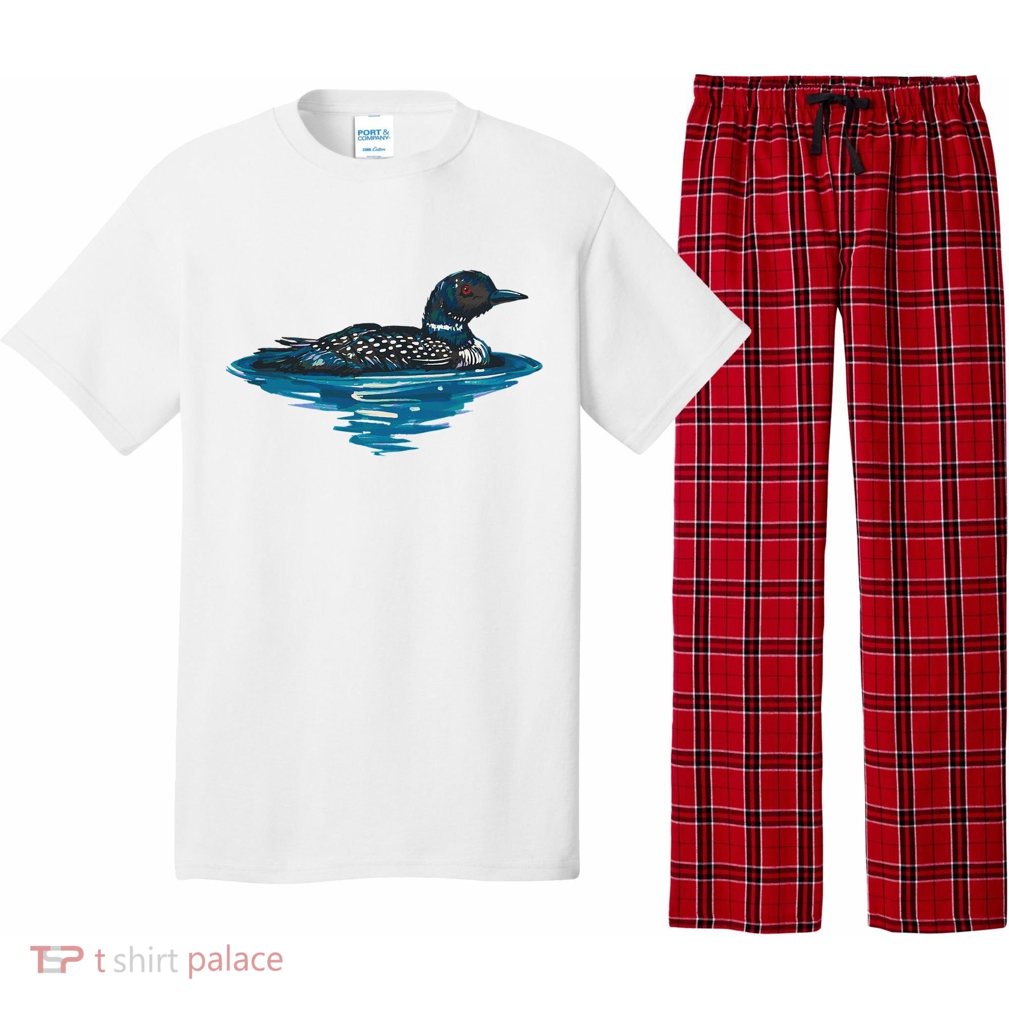 Loon Bird Painting Duck Lake Pajama Set