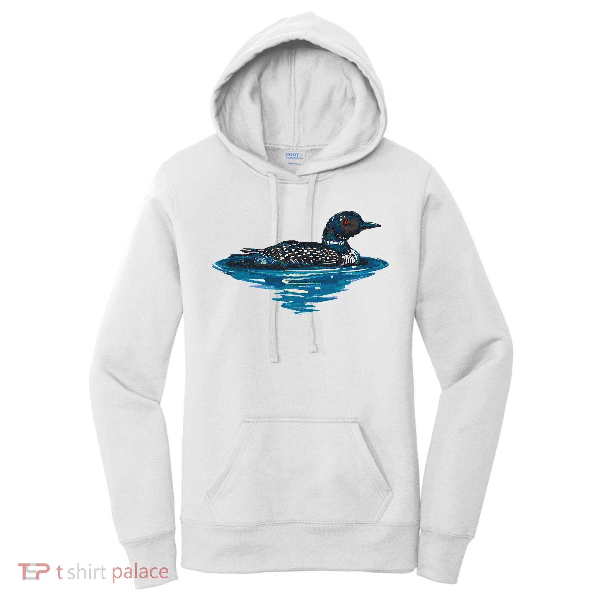 Loon Bird Painting Duck Lake Women's Hoodie