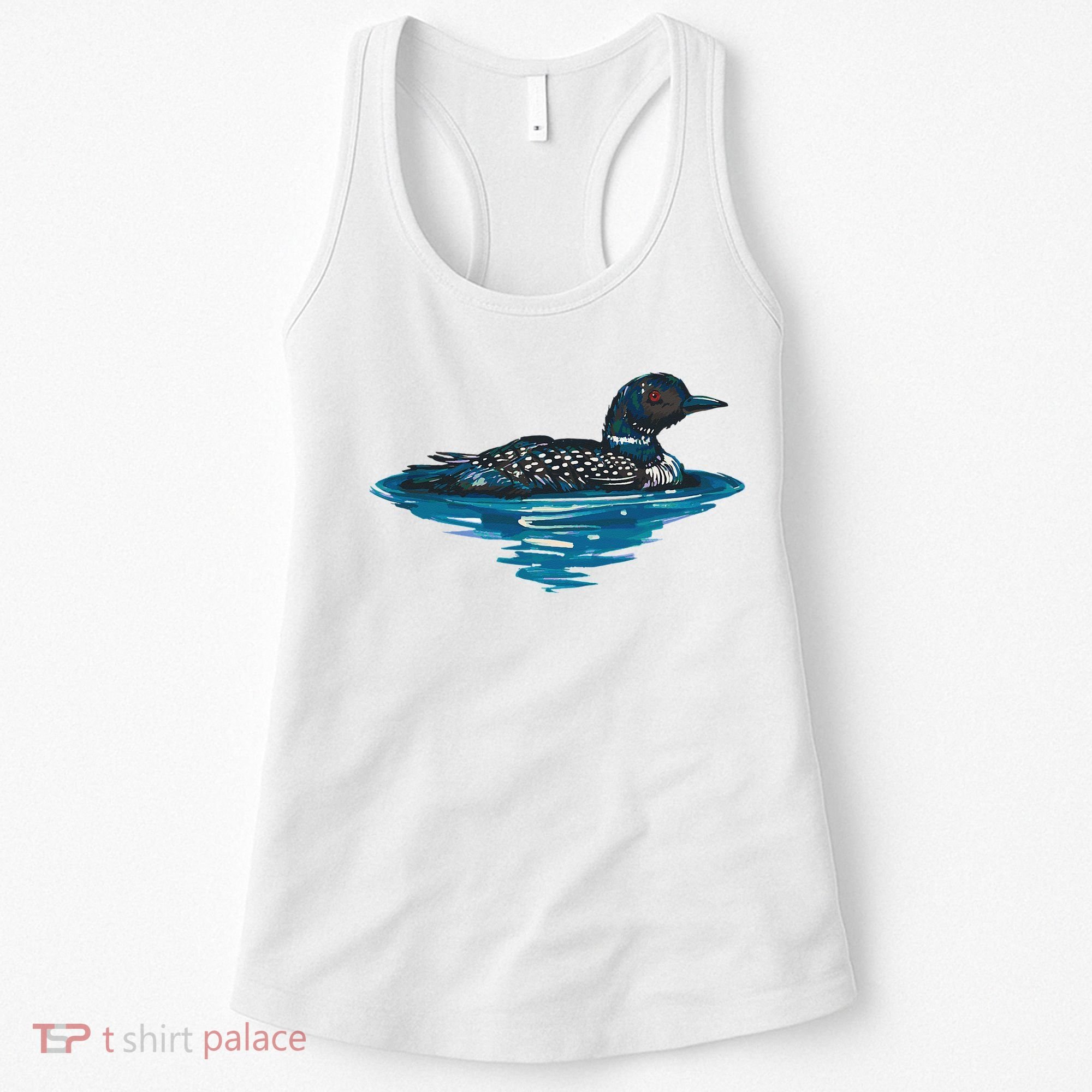 Loon Bird Painting Duck Lake Women's Tank Top