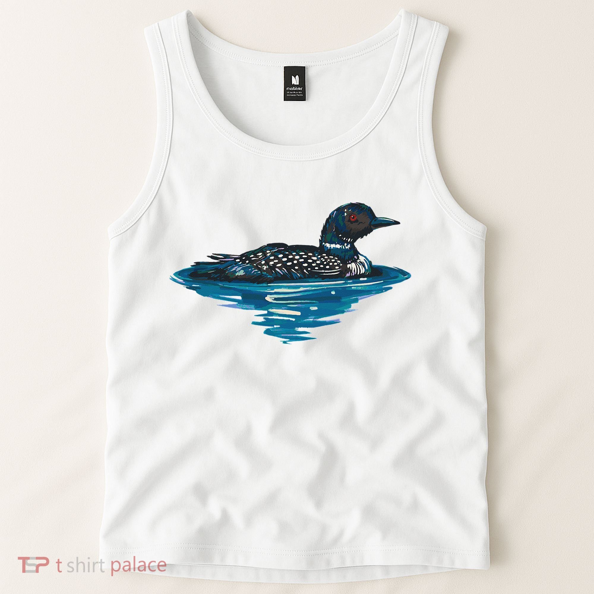 Loon Bird Painting Duck Lake Tank Top