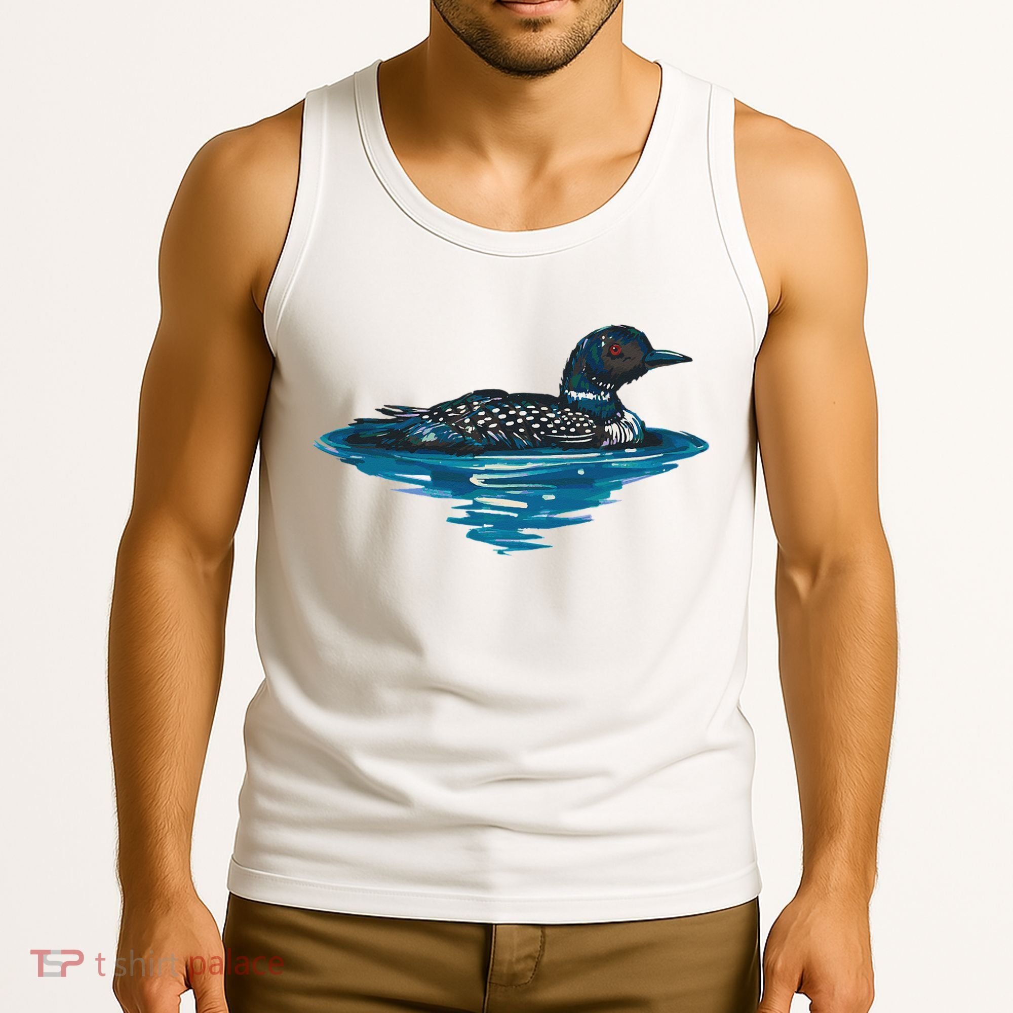 Loon Bird Painting Duck Lake Tank Top