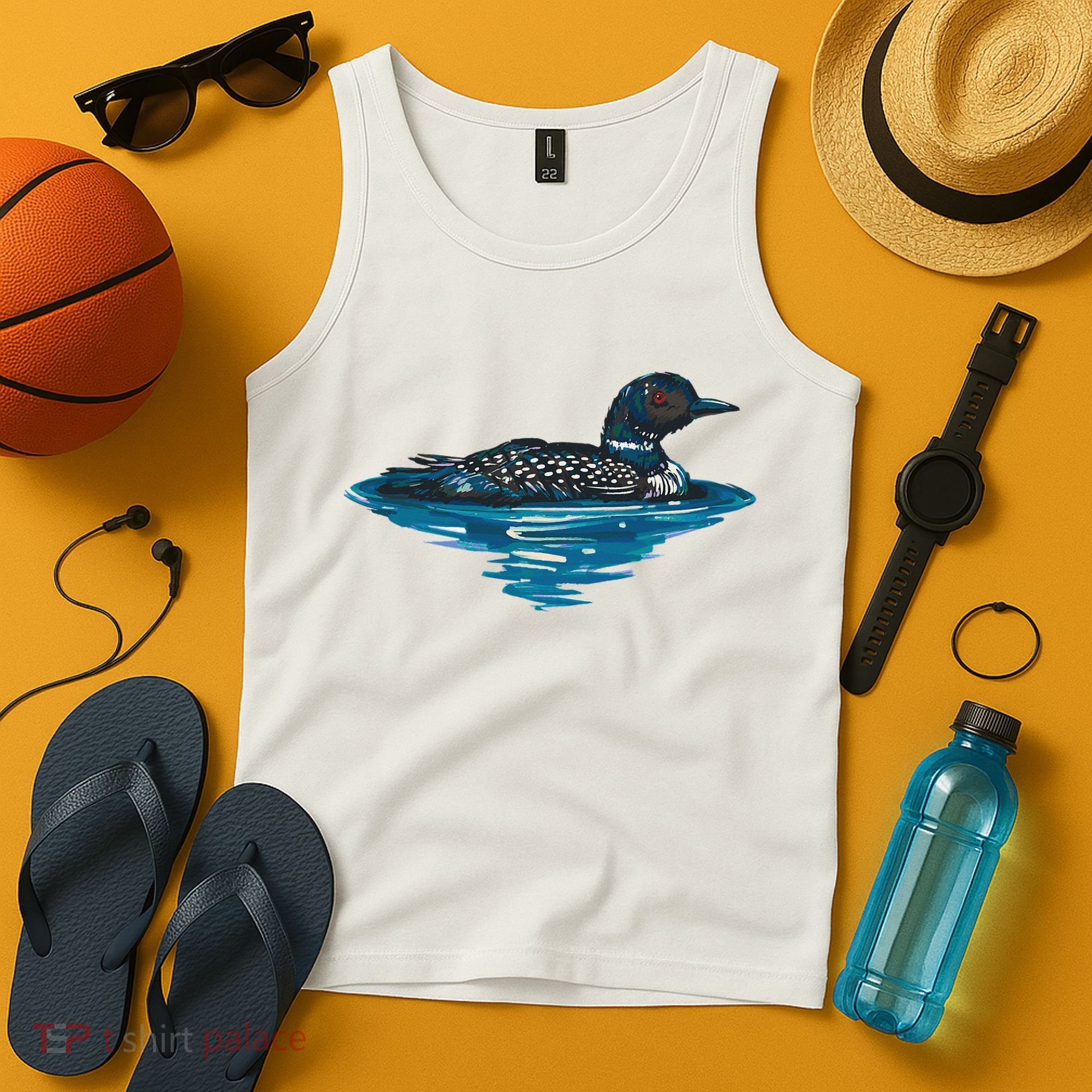 Loon Bird Painting Duck Lake Tank Top