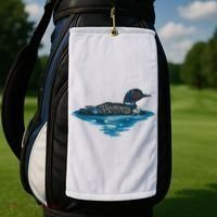 Loon Bird Painting Duck Lake Golf Towel thumb 2