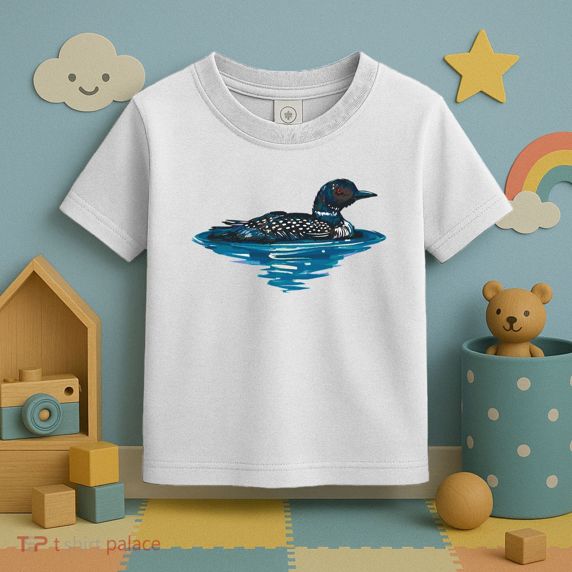 Loon Bird Painting Duck Lake Toddler T-Shirt