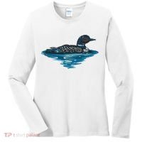 Loon Bird Painting Duck Lake Women's Long Sleeve Shirt thumb 0