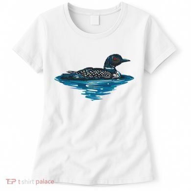 Loon Bird Painting Duck Lake Women's T-Shirt