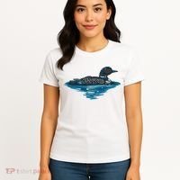 Loon Bird Painting Duck Lake Women's T-Shirt thumb 4
