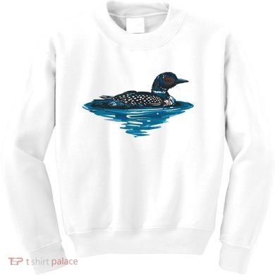 Loon Bird Painting Duck Lake Kids Sweatshirt