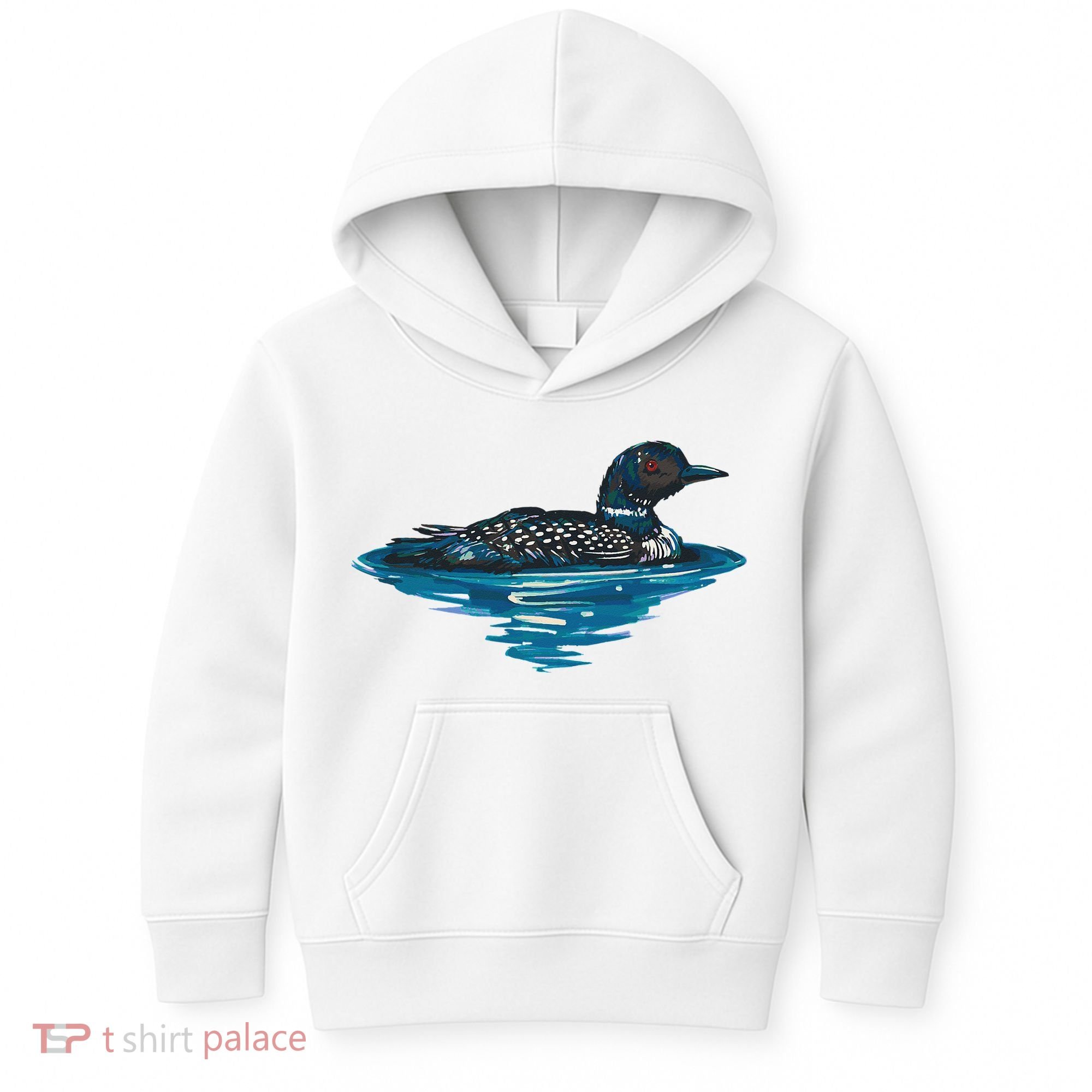 Loon Bird Painting Duck Lake Kids Hoodie