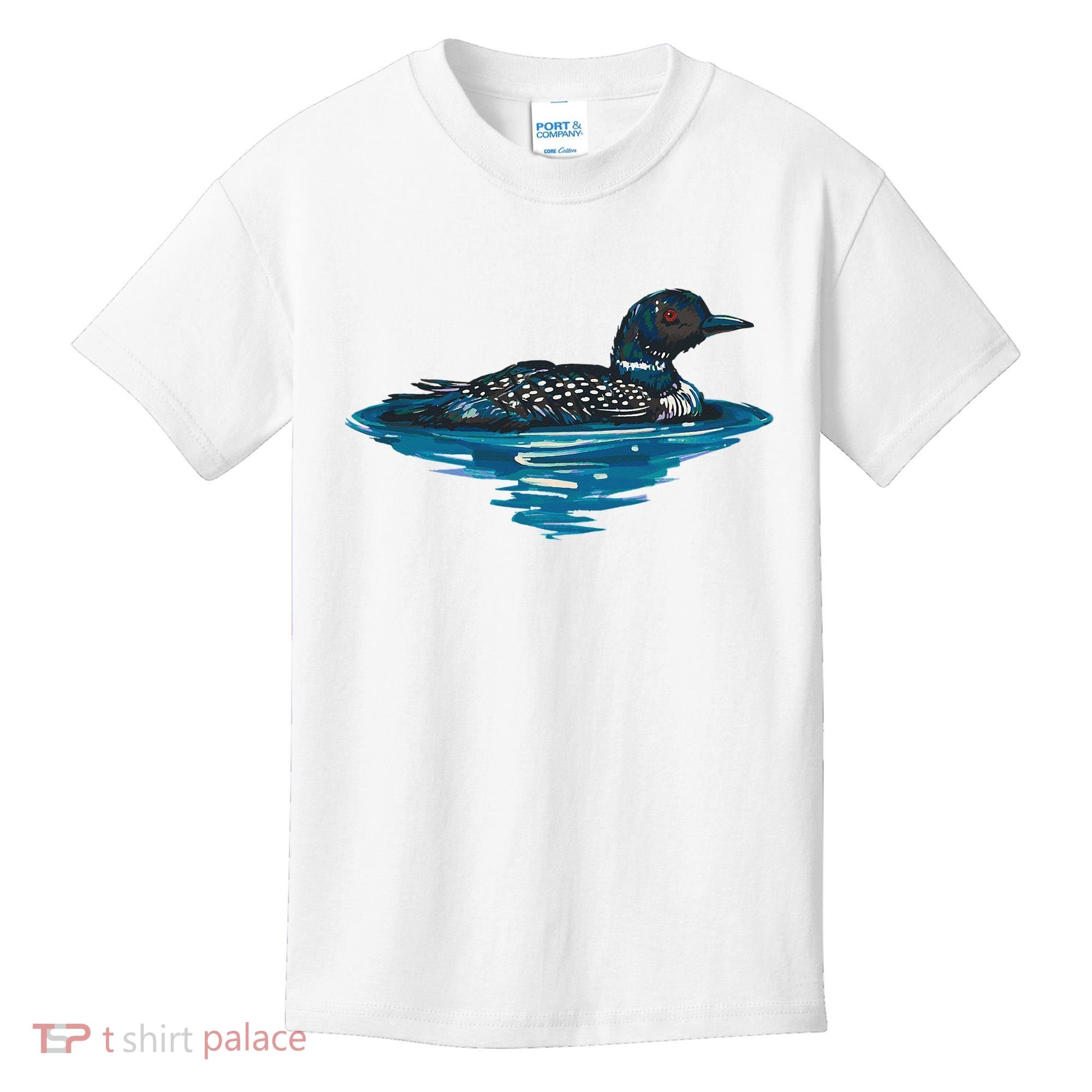 Loon Bird Painting Duck Lake Kids T-Shirt