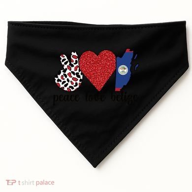 Love Belize Proud Belizean Flag Belizean Roots Meaningful Gift USA-Made Doggie Bandana