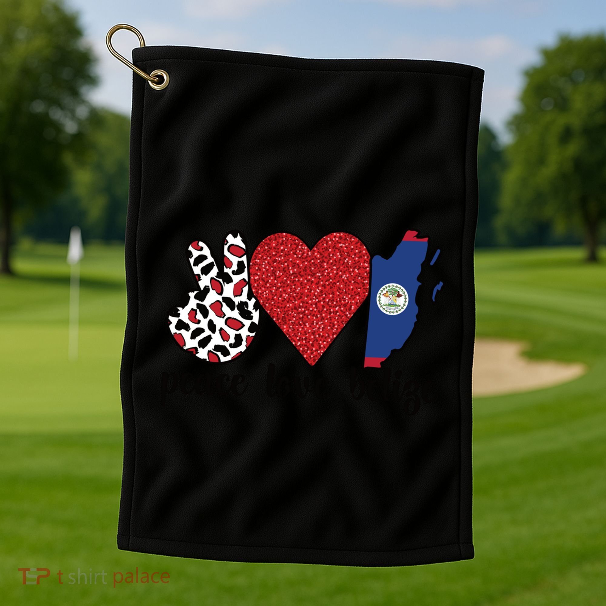 Love Belize Proud Belizean Flag Belizean Roots Meaningful Gift Golf Towel