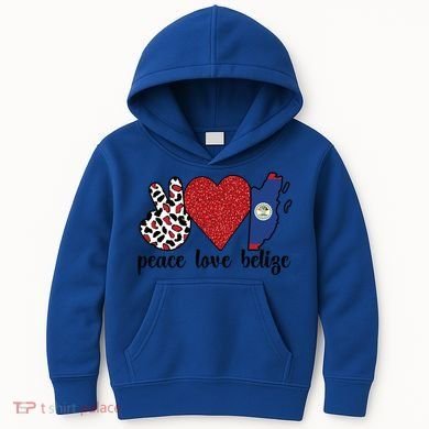 Love Belize Proud Belizean Flag Belizean Roots Meaningful Gift Kids Hoodie