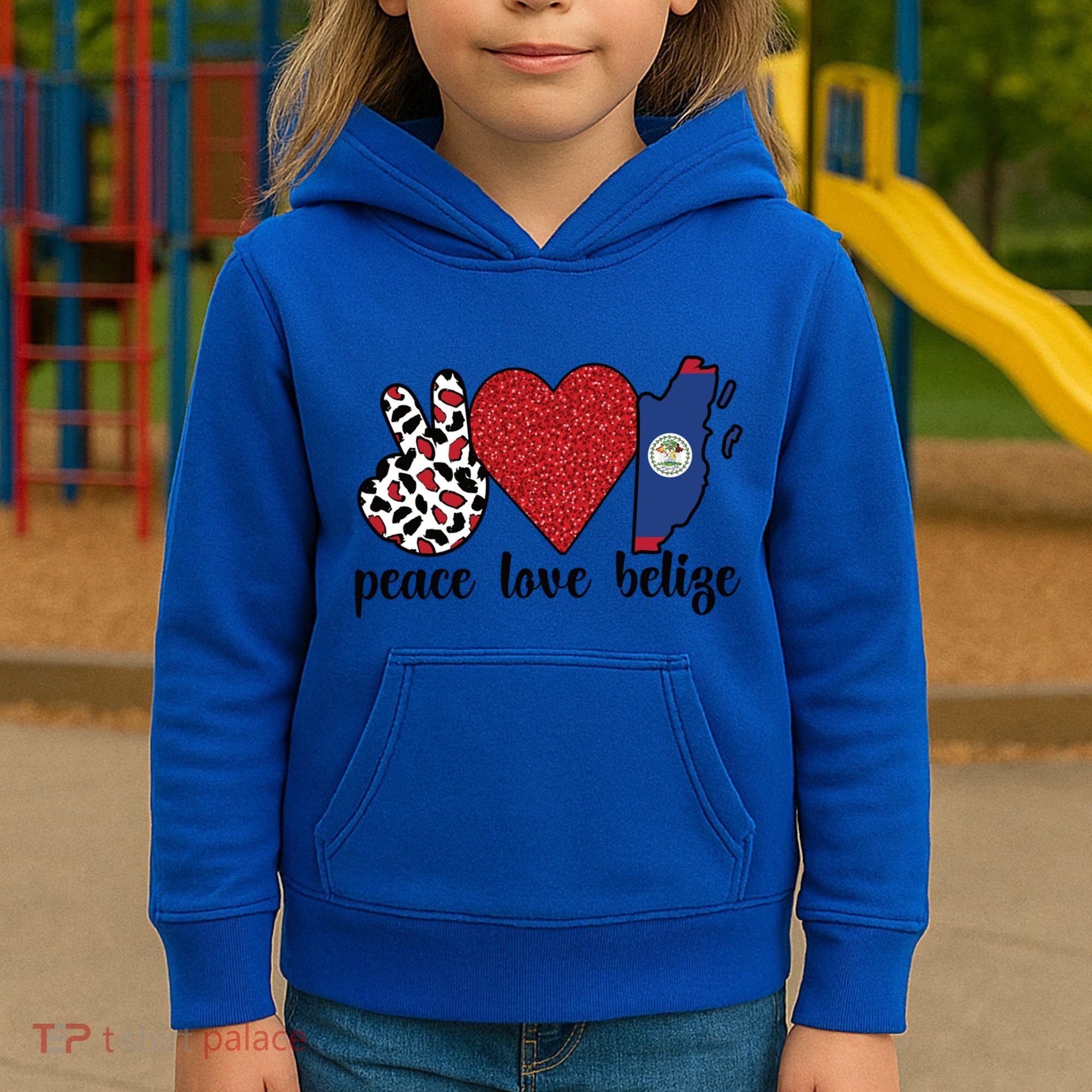 Love Belize Proud Belizean Flag Belizean Roots Meaningful Gift Kids Hoodie