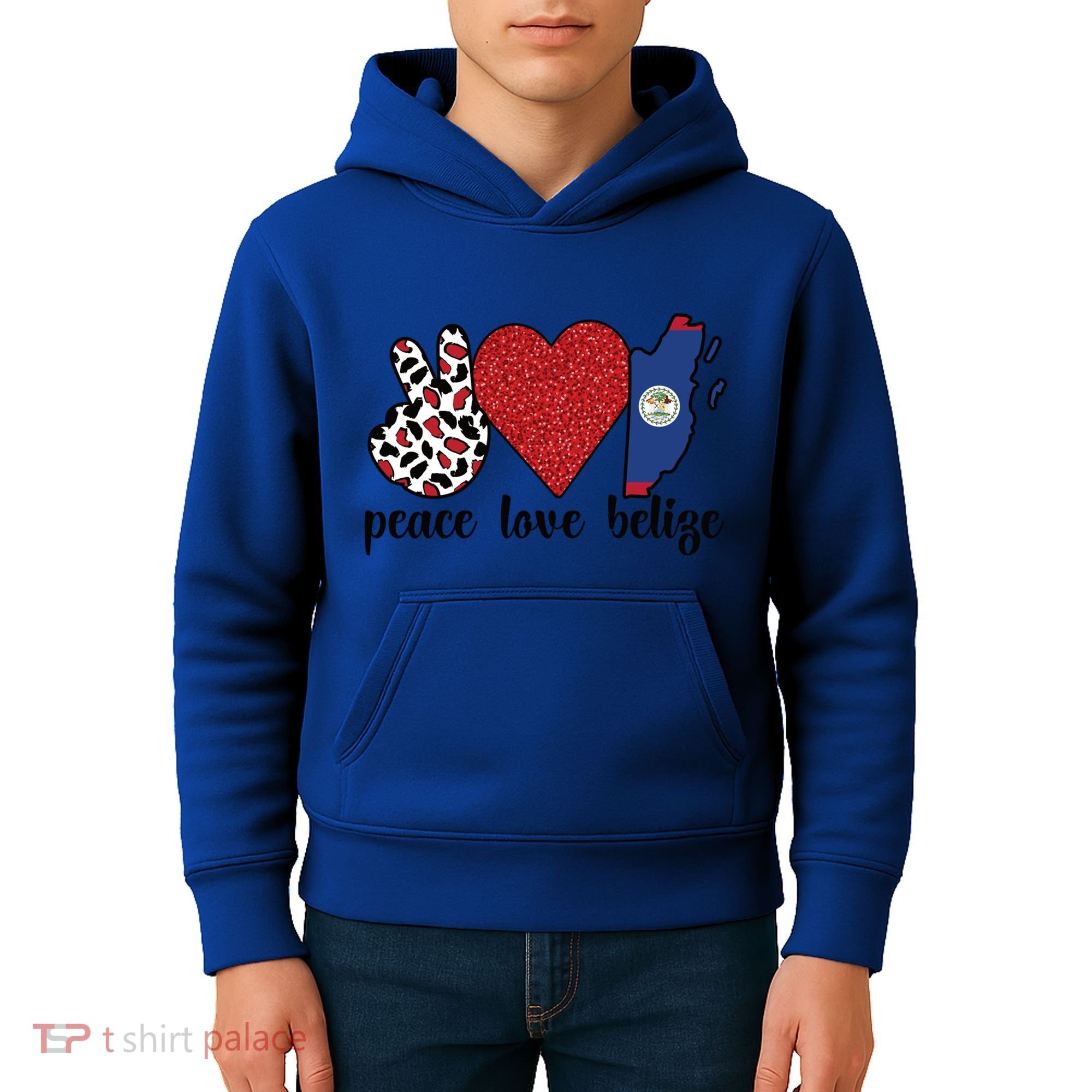 Love Belize Proud Belizean Flag Belizean Roots Meaningful Gift Kids Hoodie