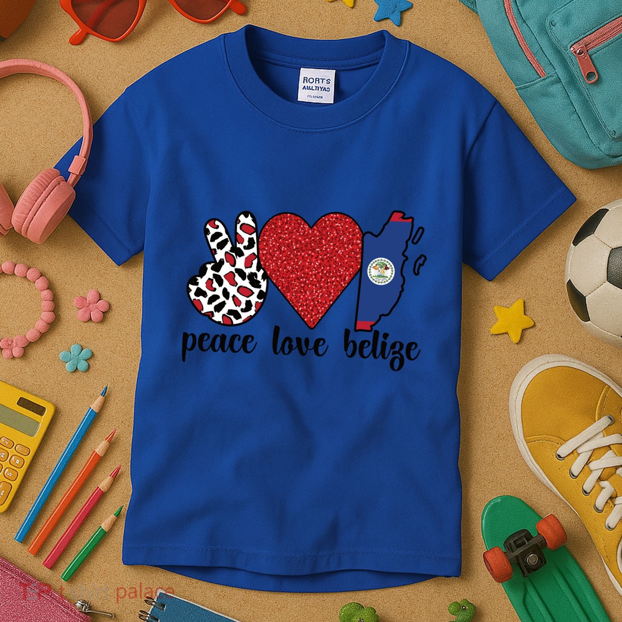 Love Belize Proud Belizean Flag Belizean Roots Meaningful Gift Kids T-Shirt