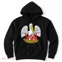 Louisiana Brown Pelican Feeding Crawfish La Flag Hoodie thumb 0