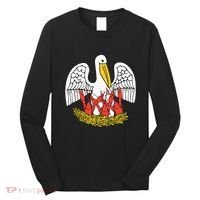 Louisiana Brown Pelican Feeding Crawfish La Flag Long Sleeve Shirt thumb 0