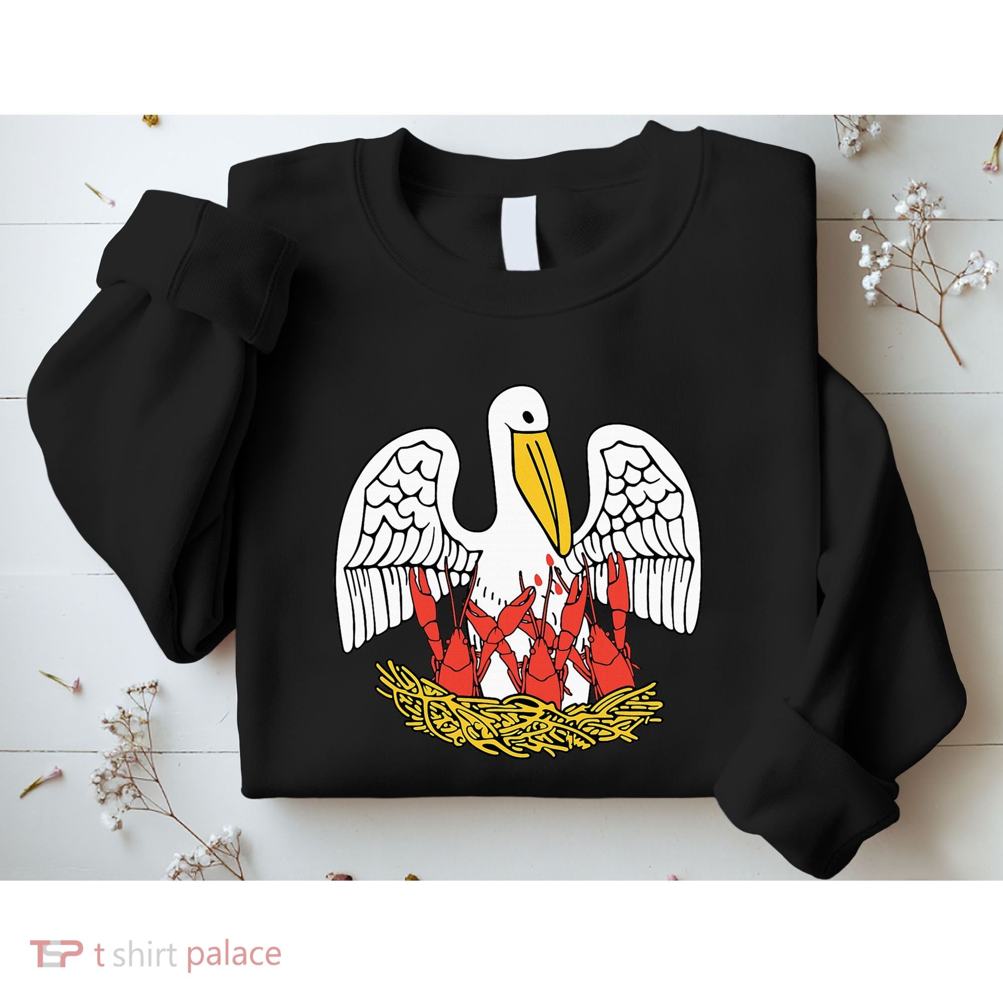 Louisiana Brown Pelican Feeding Crawfish La Flag Sweatshirt