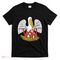 Louisiana Brown Pelican Feeding Crawfish La Flag T-Shirt thumb 0