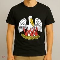 Louisiana Brown Pelican Feeding Crawfish La Flag T-Shirt thumb 3