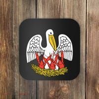 Louisiana Brown Pelican Feeding Crawfish La Flag Coaster thumb 0