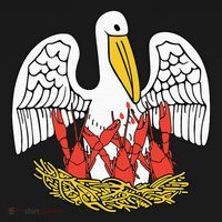 Louisiana Brown Pelican Feeding Crawfish La Flag Polo thumb 3