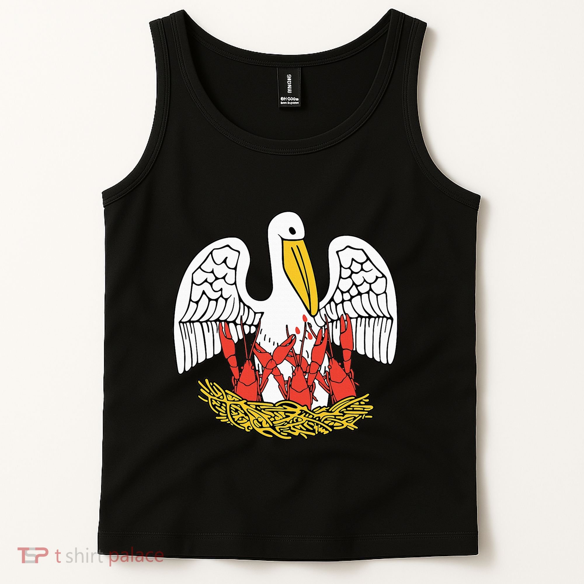 Louisiana Brown Pelican Feeding Crawfish La Flag Tank Top