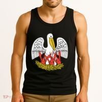 Louisiana Brown Pelican Feeding Crawfish La Flag Tank Top thumb 3
