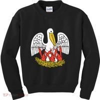 Louisiana Brown Pelican Feeding Crawfish La Flag Kids Sweatshirt thumb 0