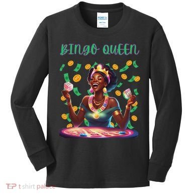 Laughing Bingo Queen Kids Long Sleeve Shirt