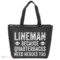 Lineman Because Quarterbacks Need Heroes Football Linemen Tote Bag thumb 0
