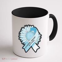 Light Blue Ribbon Sunflower Prostate Cancer Awareness Month Coffee Mug thumb 1