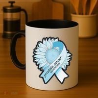 Light Blue Ribbon Sunflower Prostate Cancer Awareness Month Coffee Mug thumb 4