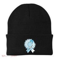 Light Blue Ribbon Sunflower Prostate Cancer Awareness Month Beanie thumb 0