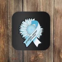 Light Blue Ribbon Sunflower Prostate Cancer Awareness Month Coaster thumb 0