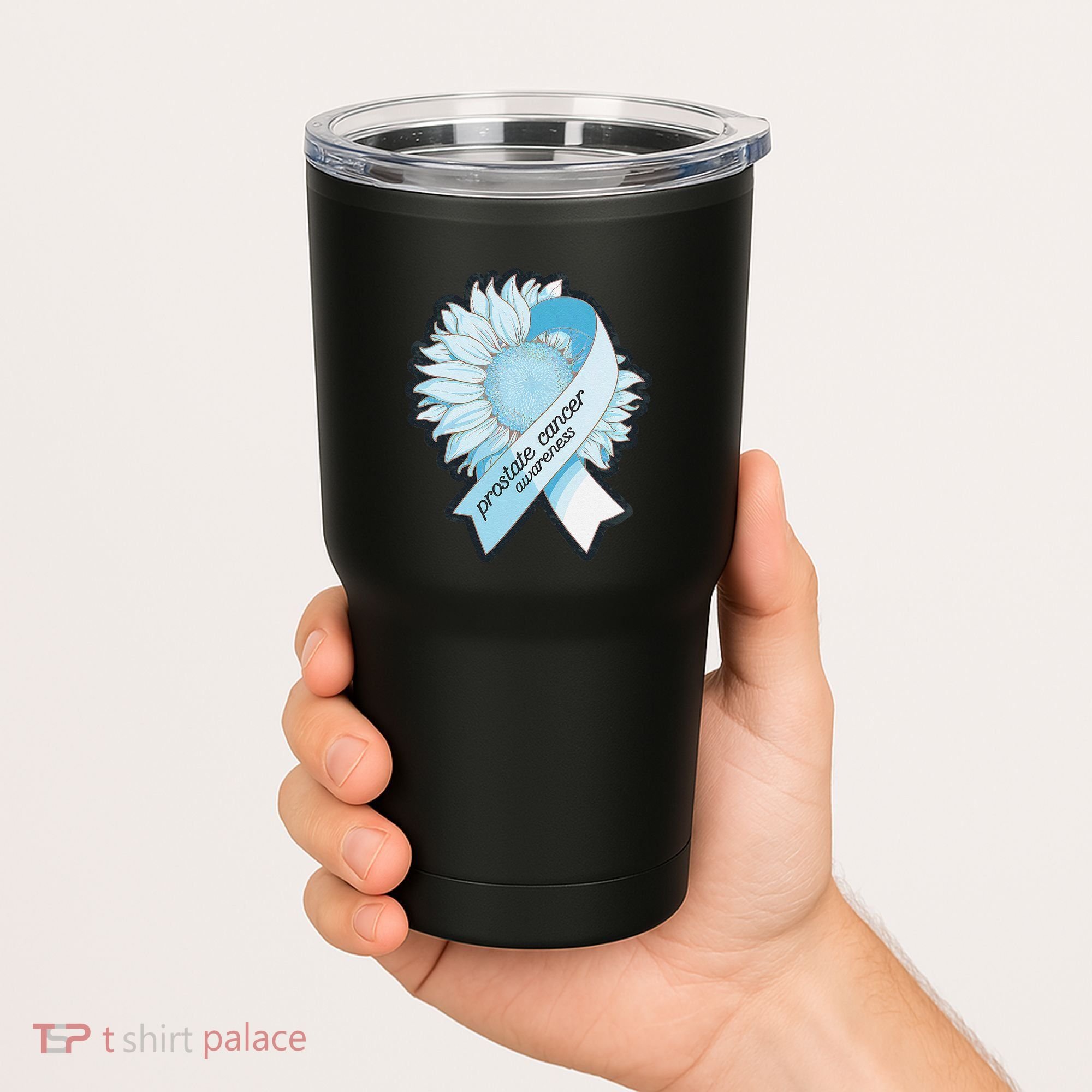 Light Blue Ribbon Sunflower Prostate Cancer Awareness Month Tumbler